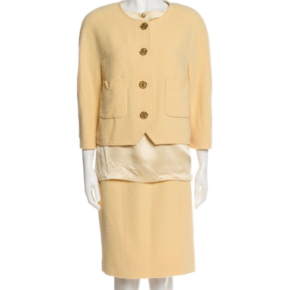 Chanel Wool Blazer Tweed Jacket n top/skirt 3 pc set! Pristine Like New! size M - Picture 1 of 7